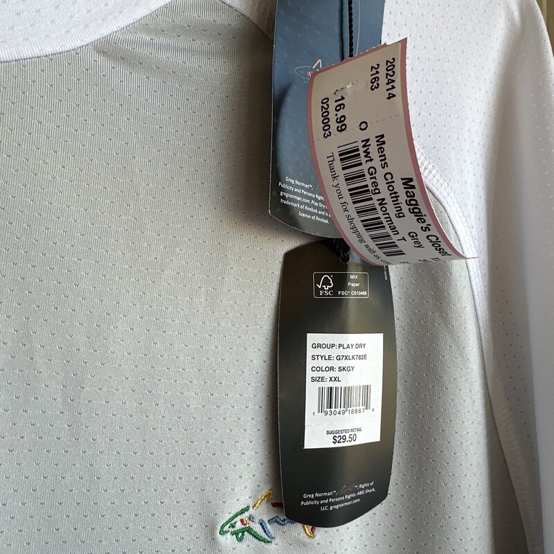 Nwt Greg Norman Tshirt, Grey, Size: Xxl<br />
new with tags<br />
all sales final<br />
shipping available<br />
free in store pick up within 7 days of purchase