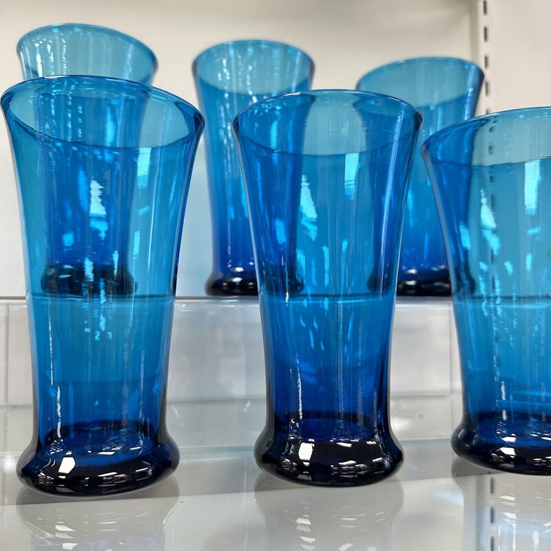 Hand Blown Glasses, Azaure Blue
Set of 7