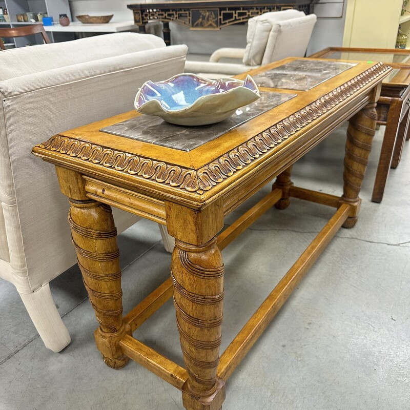 Carved Console Table, Marble Inlay<br />
Size: 18x50x30