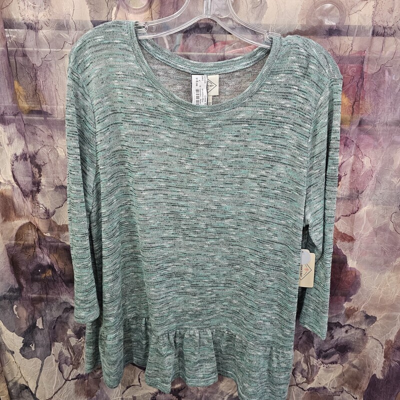 Half sleeve light weight sweater in green with black and white flecks. Brand new with tags and retails for $32