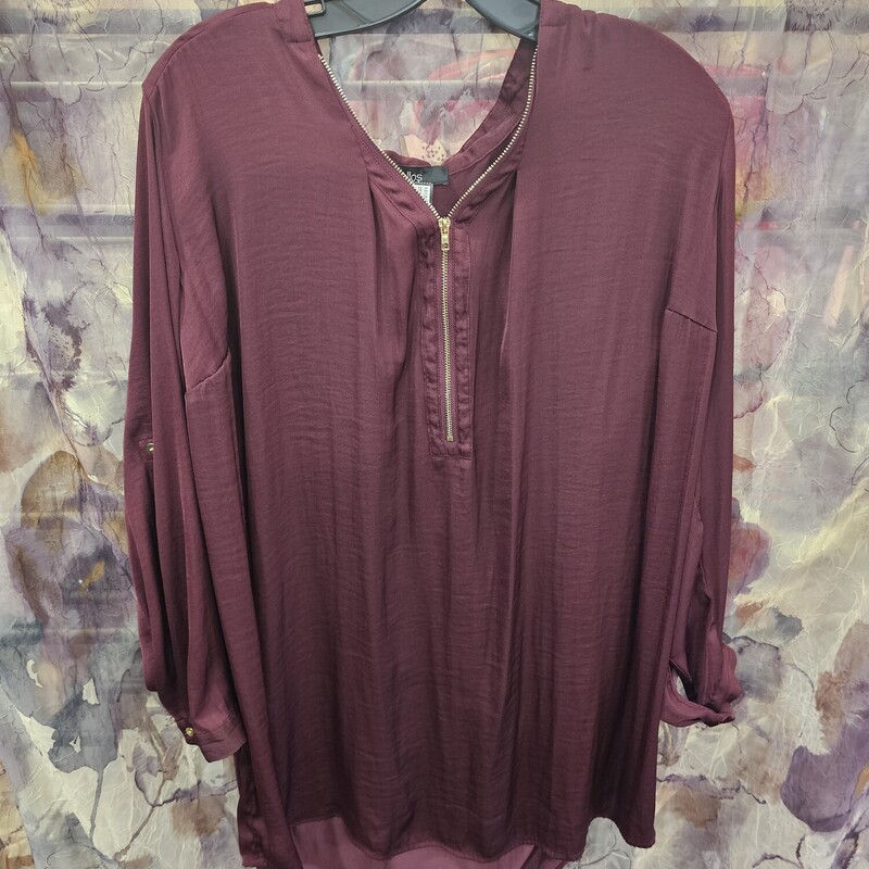 Beautiful long to half sleeve blouse in bugandy.