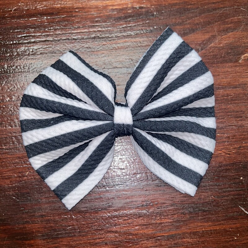 Black Striped Bow, Black, Size: Bows