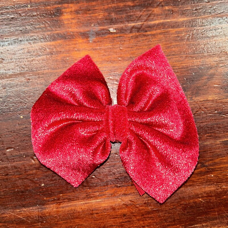 Small Red Velvet Glitter, Red, Size: Bows