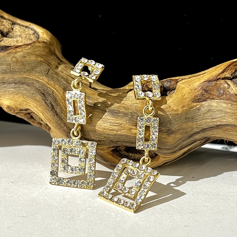Rhinestone squares earrings