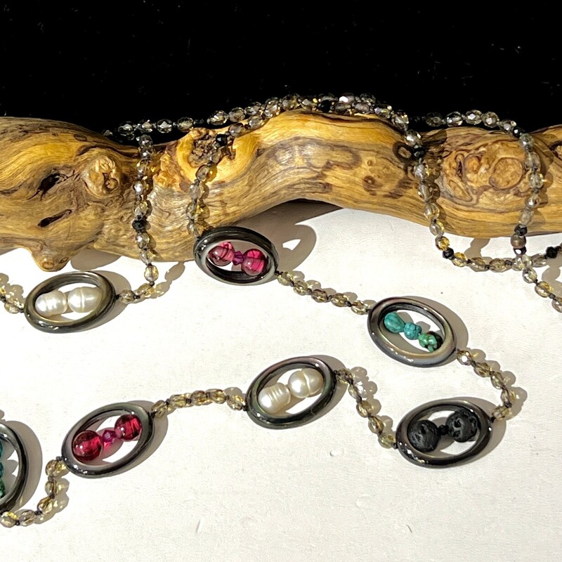 Multi ovals & beads necklace