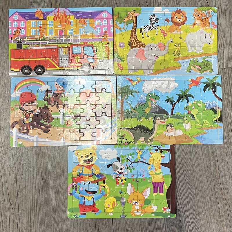 Assorted Wooden Puzzles, Multi, Size: 5pcs