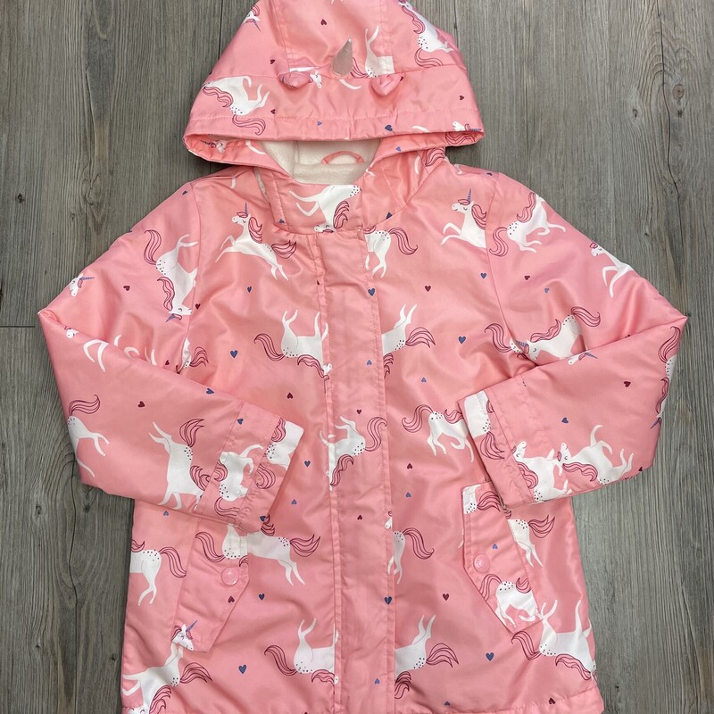 Carters Unicorn Fleece Lined Rain Jacket, Pink, Size: 7Y