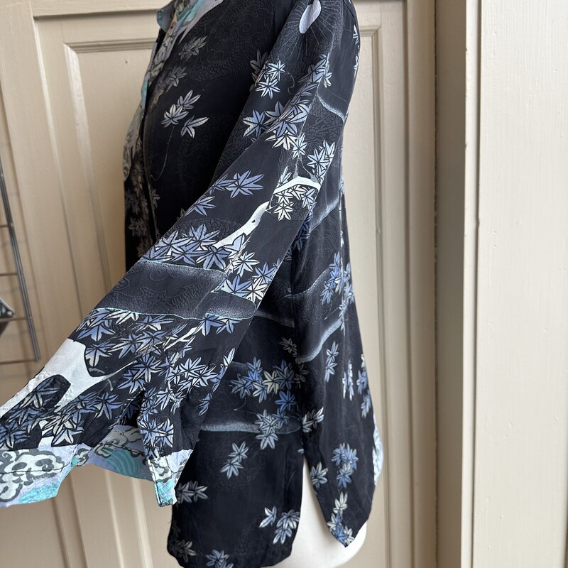 Citron Santa Monica ButtonDown ,Blu/lav/teal, Size: MEDIUM<br />
100% SIlk ,3/4 split sleeve, High Collar Detail<br />
<br />
<br />
All Sales Are Final<br />
No Returns<br />
<br />
Pick Up In Store Within 7 Days of Purchase<br />
Or<br />
Shipping Is Available<br />
<br />
Thanks for shopping with us :-)