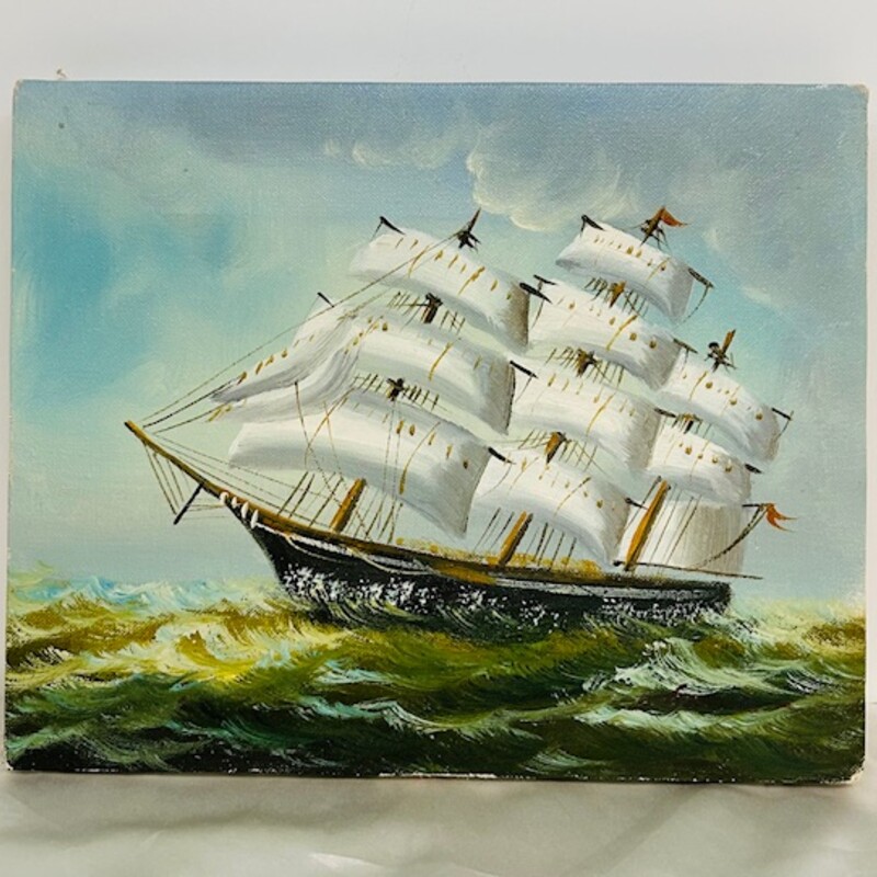 Schooner Ship Canvas
Blue Green White
Size: 10 x 8H