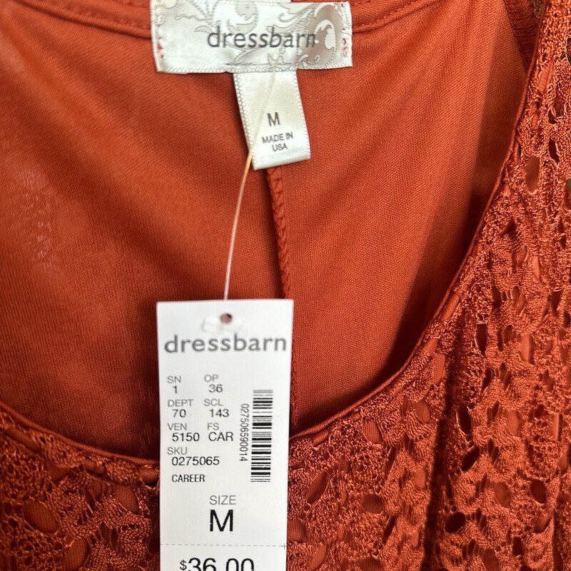 DressbarnLaceover TopNWT, Rust, Size: M
New Tags Origianl Price $36.00
Our Price $13.99

All Sales Are Final,No Returns

Pick Up In Store Within 7 Days of Purchase
or
Have Shipped
Thank You For SHopping With Us:-)