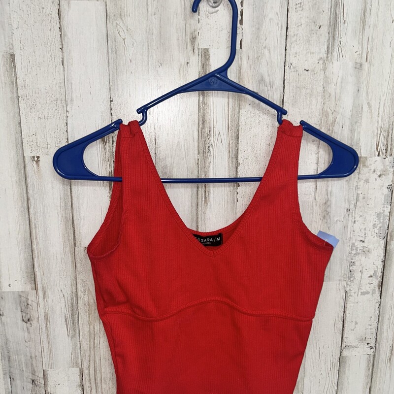 M Red Ribbed Tank