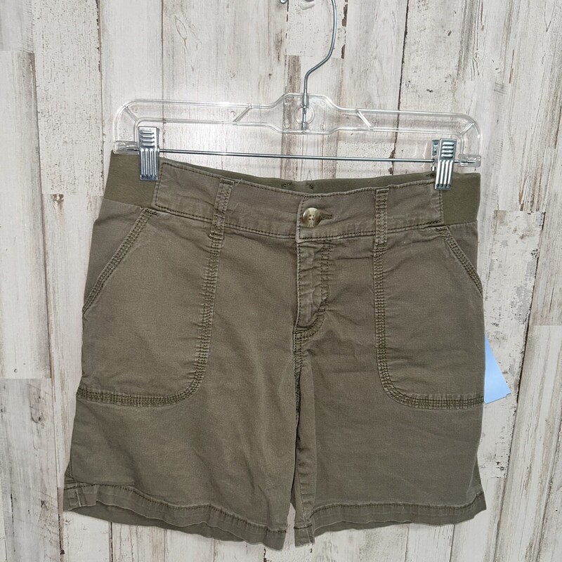 6 Olive Mid Rise Short, Green, Size: Ladies M