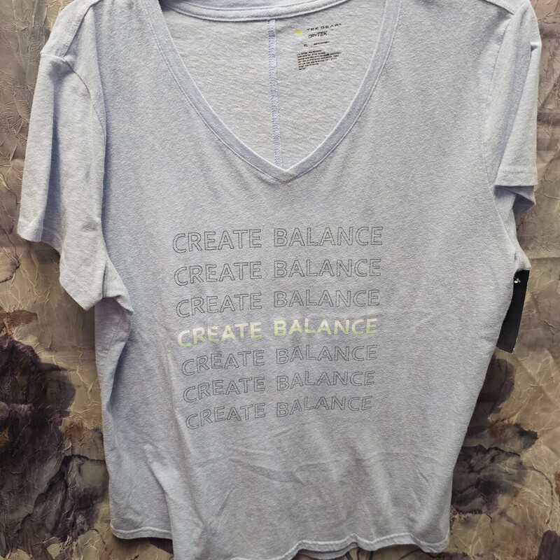 Short sleeve tee in blue with Create Balance graphic