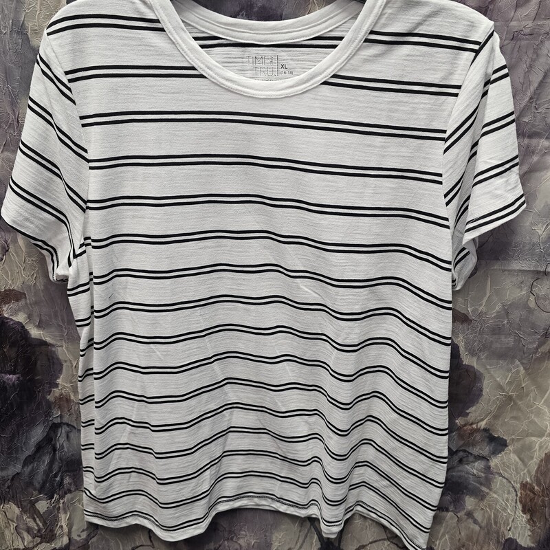 Black and white stripe tee with short sleeves. brand new with tags.