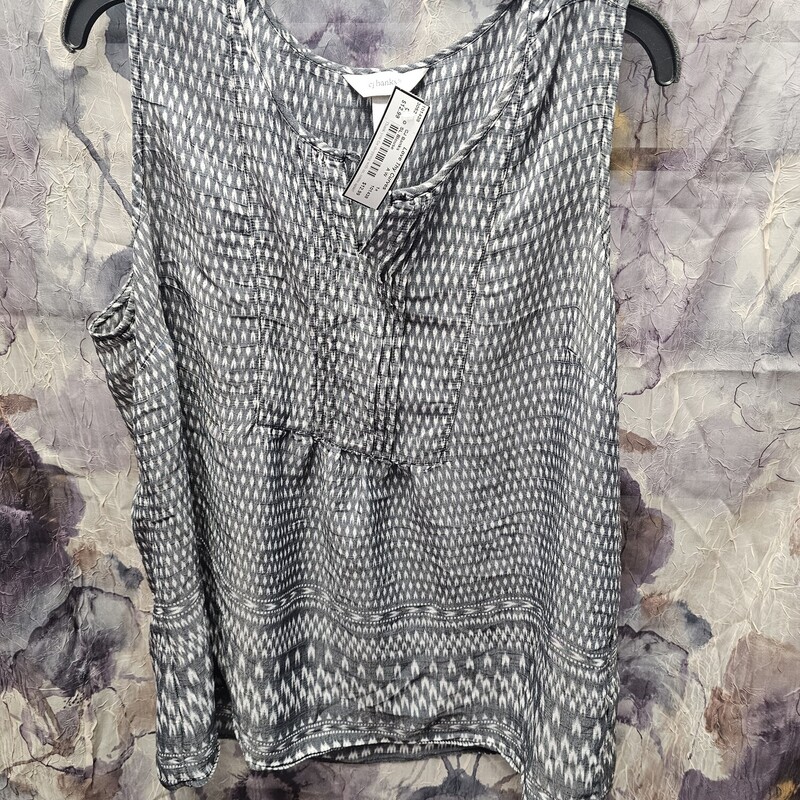 Sleeveless boho chic blouse in white and grey