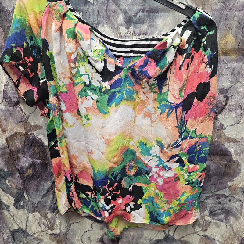Beautiful short sleeve blouse with mutliple colors.