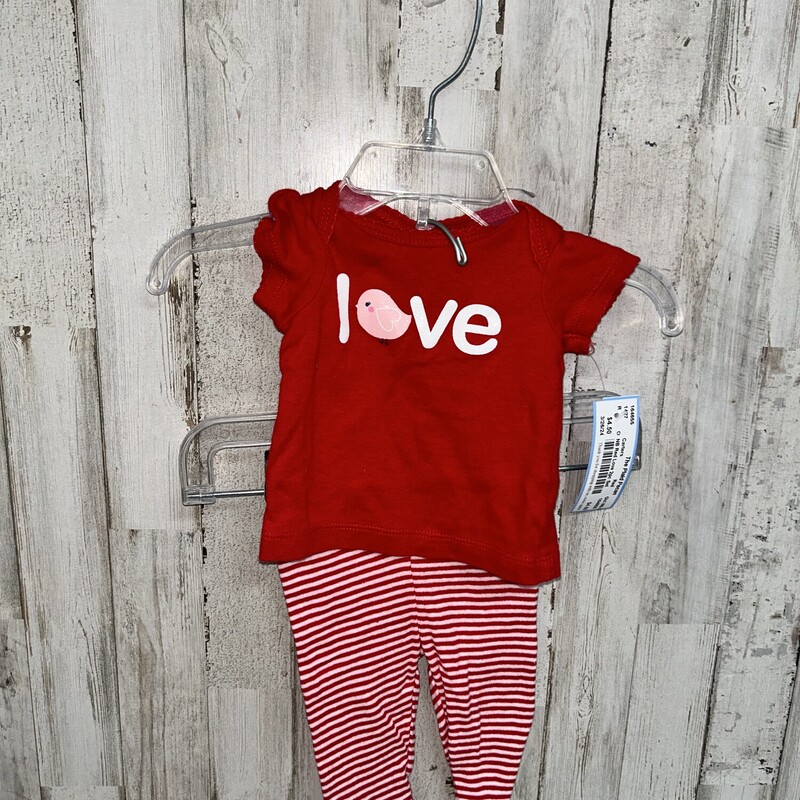 NB Red Love 2pc Set, Red, Size: Girl NB-3m