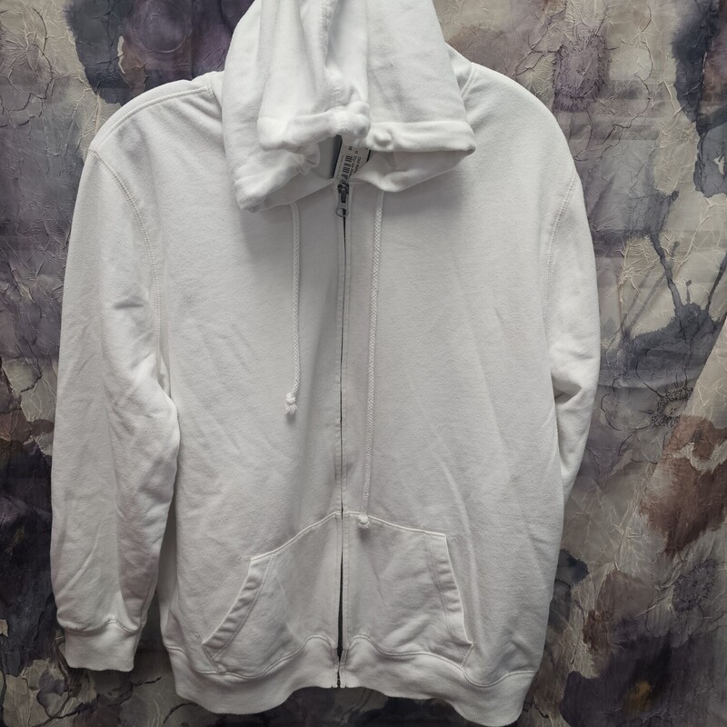 Zip up hoodie in white.