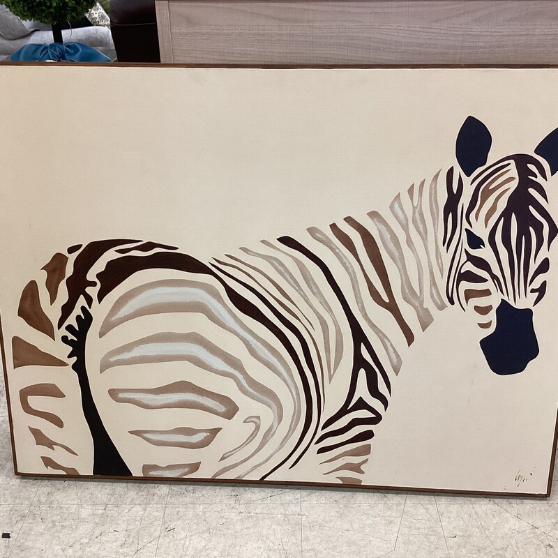 Large Zebra Print Canvas, Cream, Framed
49in wide x 37in tall