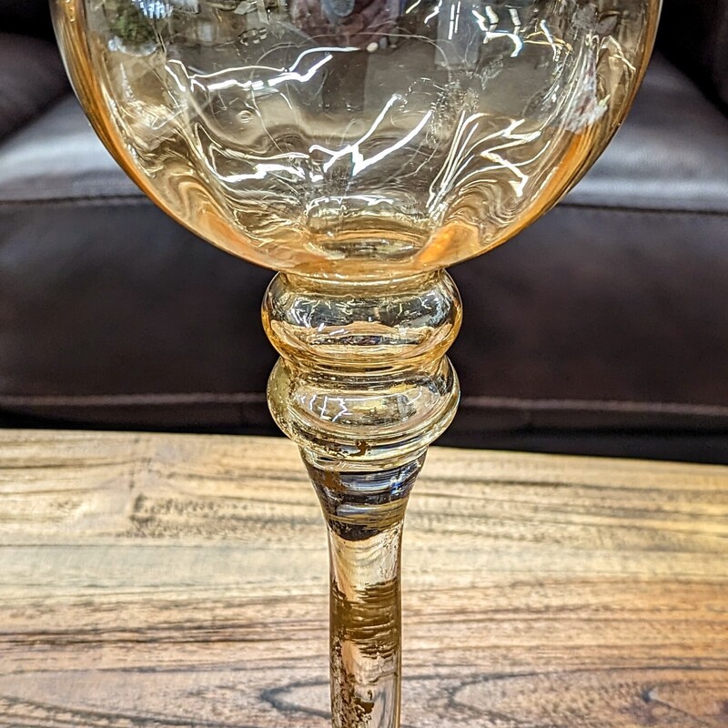 Amber Mercury Glass Pedestal Candleholder
Amber Gold Clear
Size: 5 x 12H