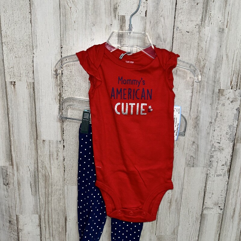 6M American Cutie 2pc Set, Red, Size: Girl 6-12m