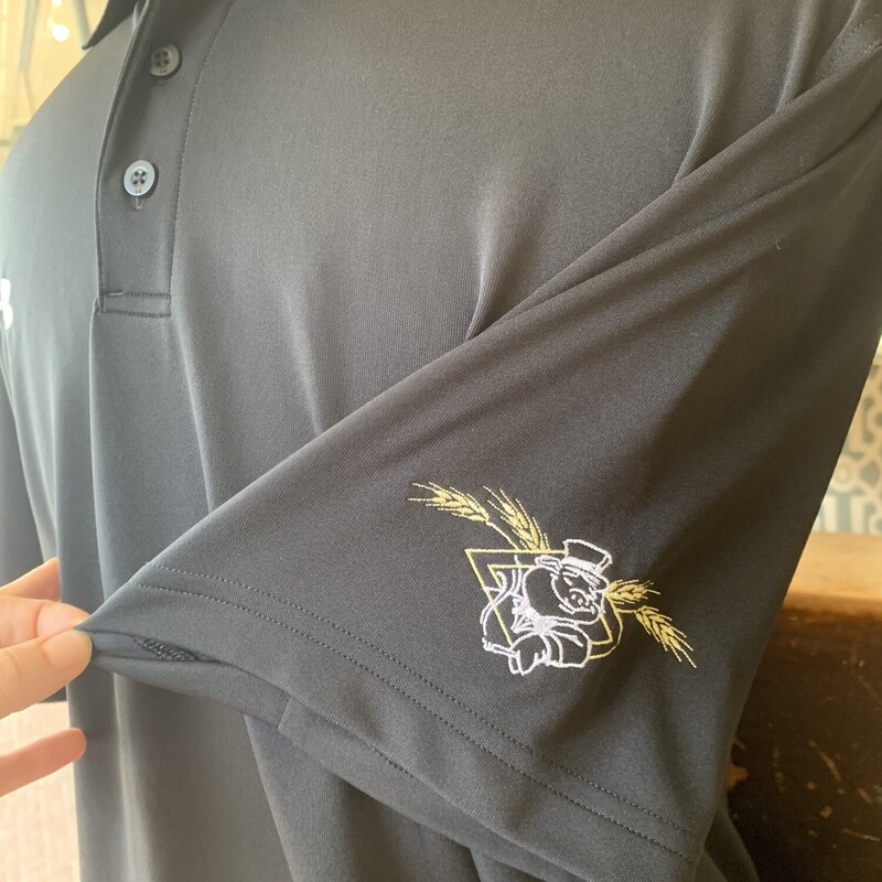Under Armour Polo Shirt, Black, Size: XL<br />
All sales are final.<br />
Pick up in store within 7 days of purchase.<br />
or<br />
Have it shipped.<br />
Thank you for shopping with us:)