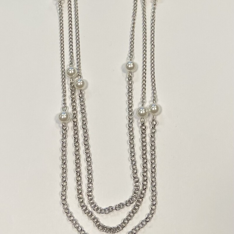 NWT Slv/pearl Necklace