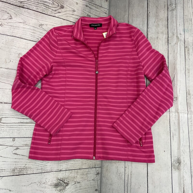 jones zip up jacket fuchsia pink with pink strips  french terry size Large