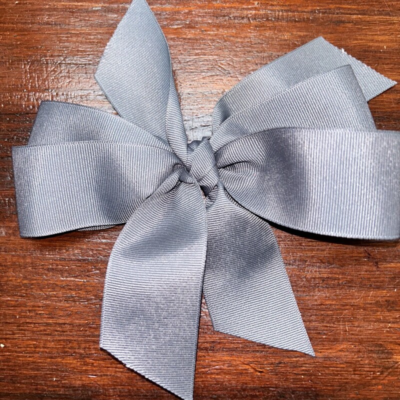 Grey Clip Ribbon Bow