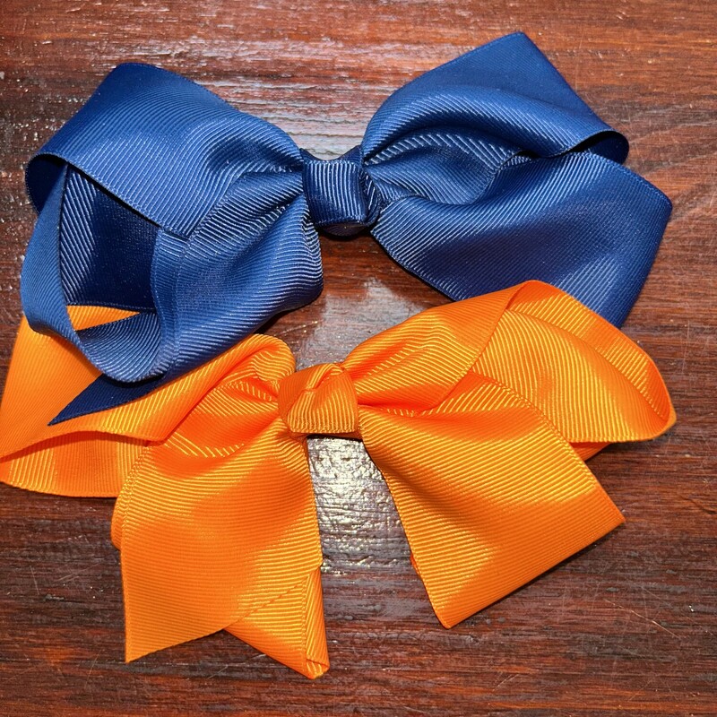 2pk Navy/Orange Bows