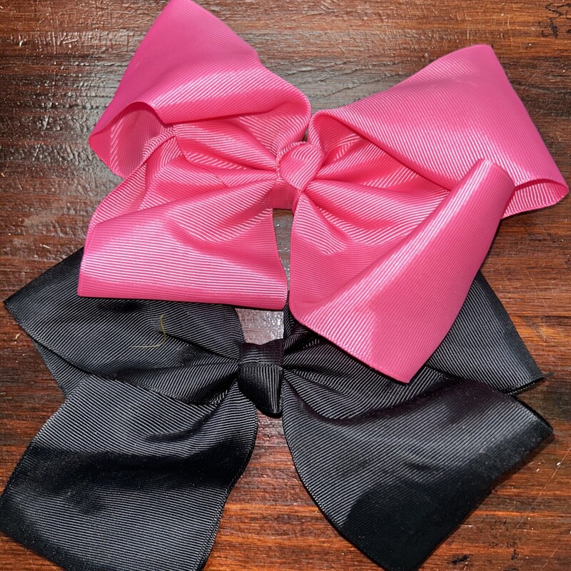 2pk Large Black/Pink Bows, Black, Size: Bows
