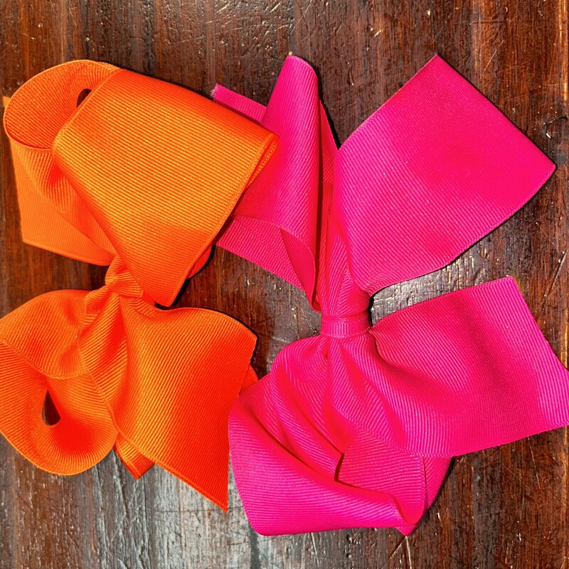 2pk Med. Orange/Pink Bows, Orange, Size: Bows