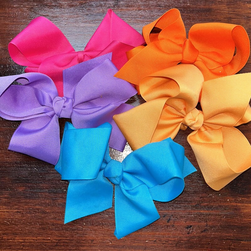 5pk Mutli Color Clip Bows, Orange, Size: Bows