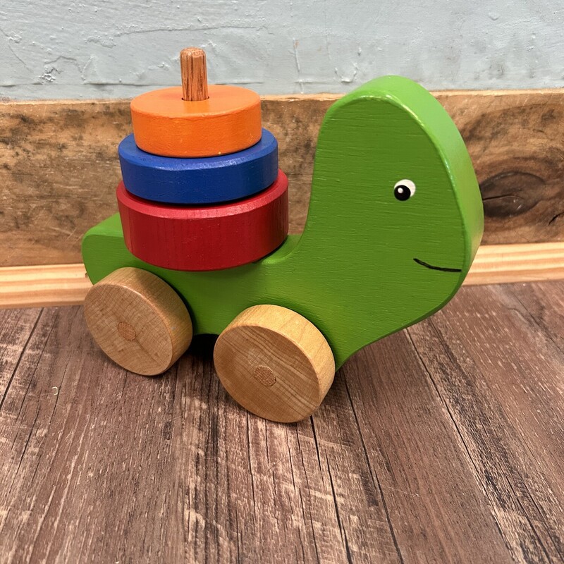 Wood Rolling Stacker, Green, Size: Wooden