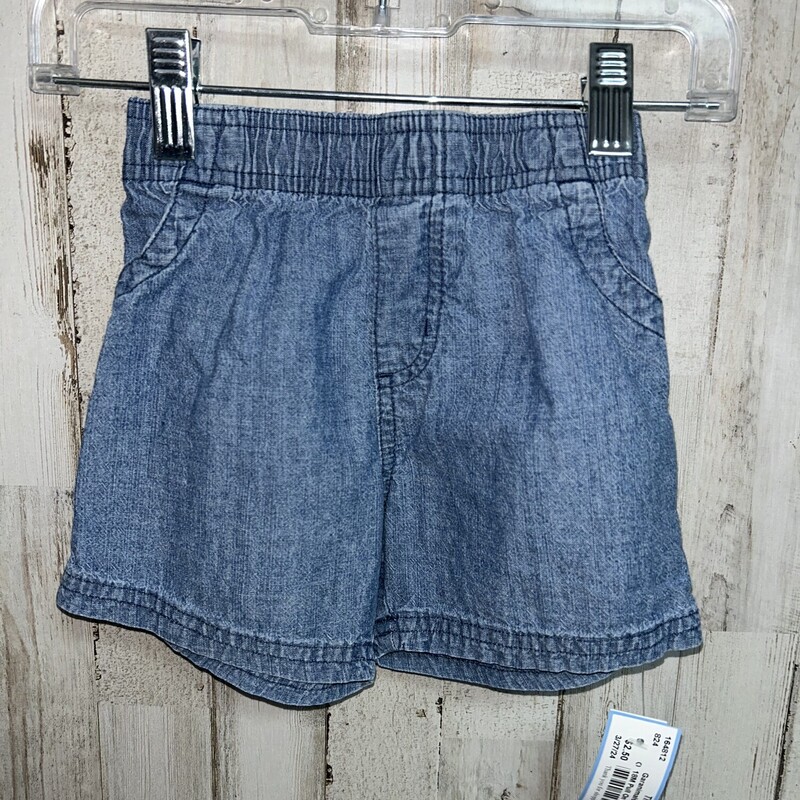 18M Pull On Chambray Shor, Blue, Size: Boy 12-24m