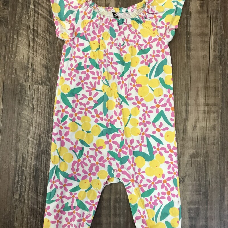 TEA Lemon Print Knit Romp, Pink, Size: Baby 3-6M