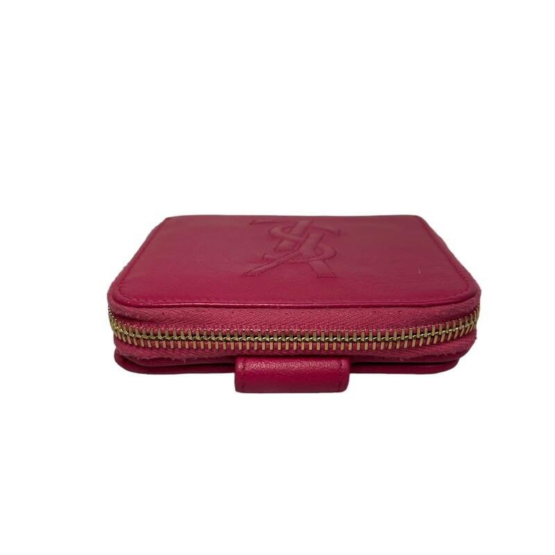 YSl Zippy Wallet<br />
Leather<br />
Pink Fushia Color<br />
Dimensions:. Height 3.9in x Width 4.3cm