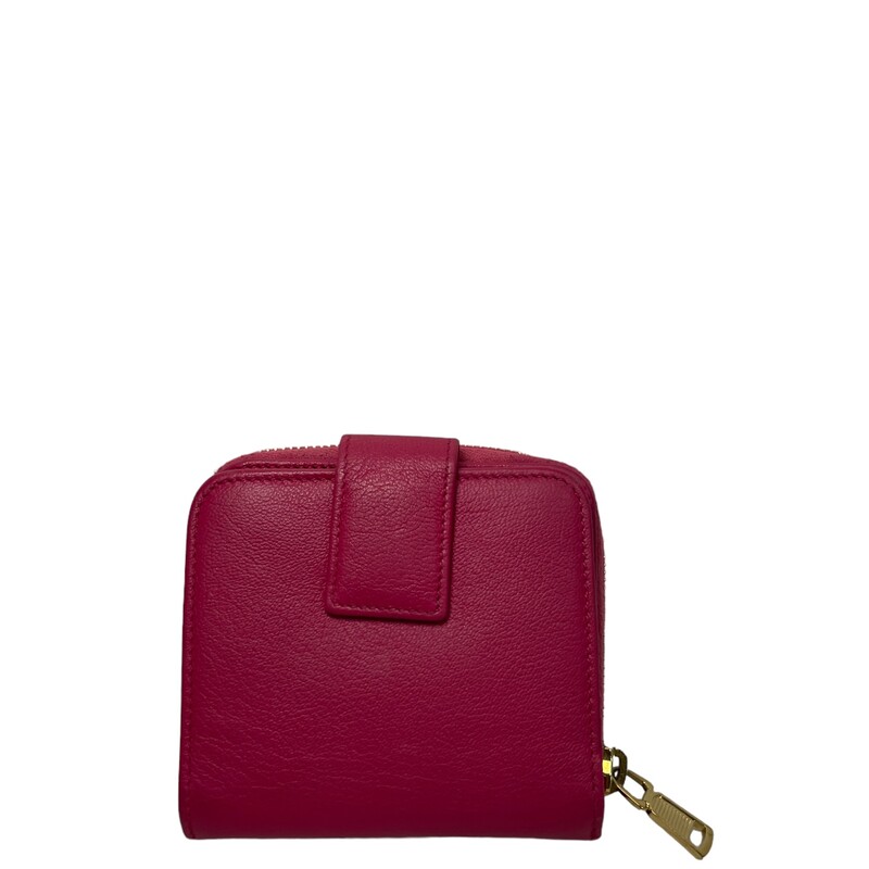 YSl Zippy Wallet<br />
Leather<br />
Pink Fushia Color<br />
Dimensions:. Height 3.9in x Width 4.3cm
