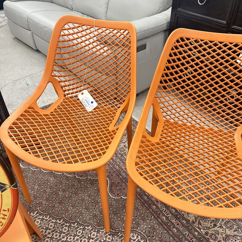 Pair Of Siesta Orange Chairs, Sold together as a PAIR