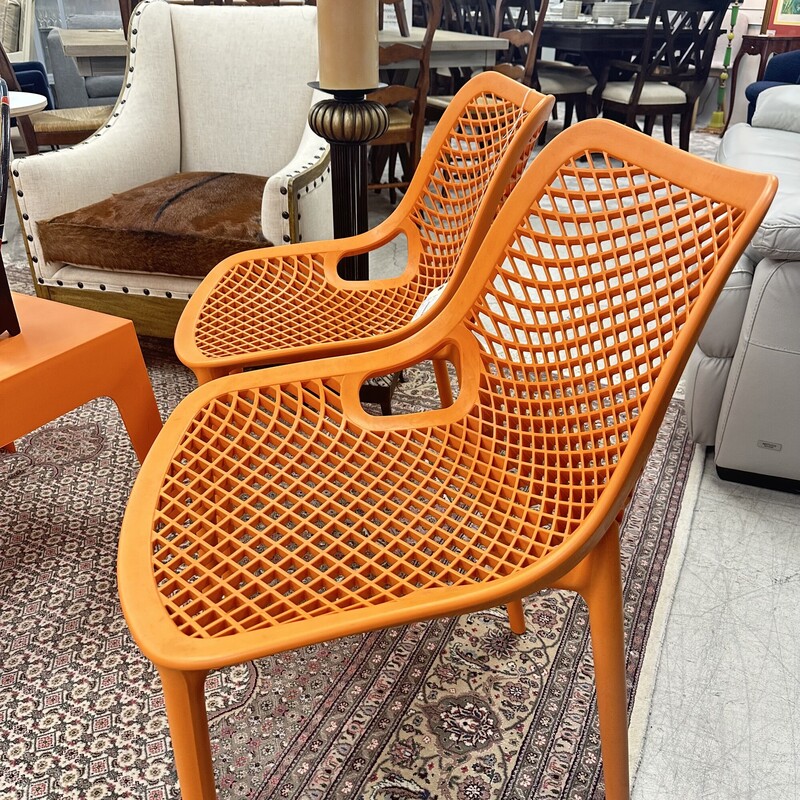 Pair Of Siesta Orange Chairs, Sold together as a PAIR