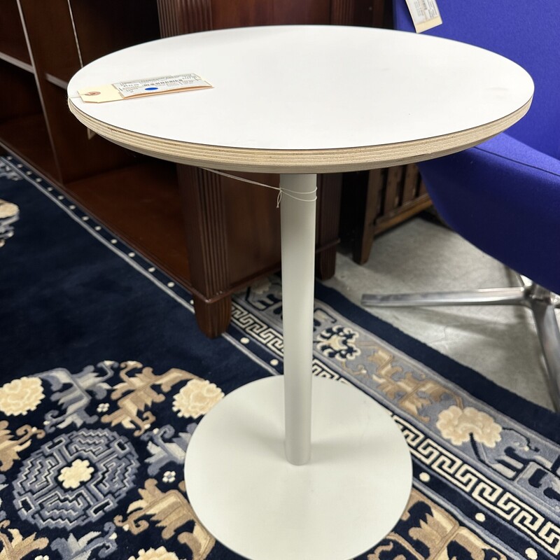 Hightower White Table, Metal Base with Wood Top
Size: 19x26