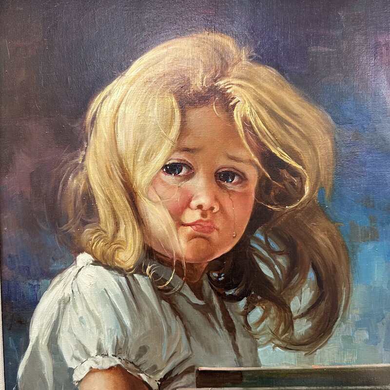 Giovanni Bragolin Oil Painting on Canvas, Crying Girl<br />
Size: 26x33