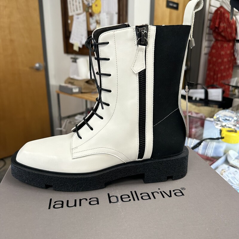 Laura Bellariva Boots, Black and White, Made in Italy. New with box and never worn!<br />
Size: 9-10