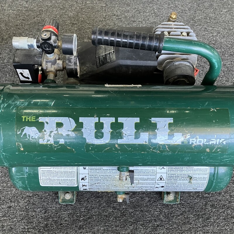 Air Compressor, Rolair \"The Bull\" 2 HP Twin Stack Compressor with Overload Protection and Manual Reset