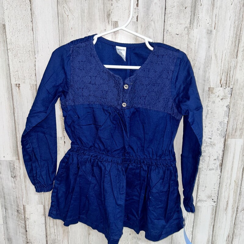 5T Navy Lace Button Top, Navy, Size: Girl 5T