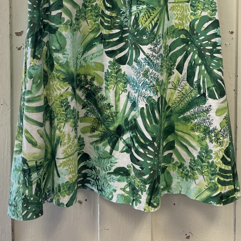 Wt/grn Palm Linen Dress<br />
Wht/grn<br />
Size: M R $140