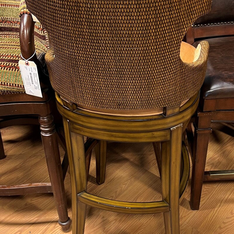 Palecek Rhodes Studded Barstools<br />
Fabric, Leather<br />
45in(H) 32in(Seat)