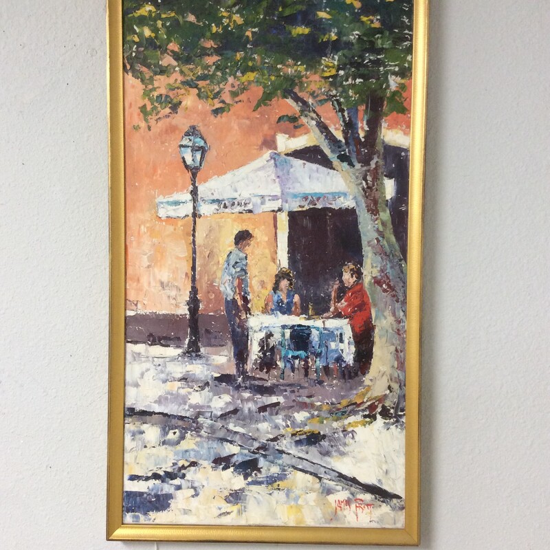 Lunch Under The Shade oil painting, Signed by James Pratt with a COA, Gold frame, Size: 16x31
