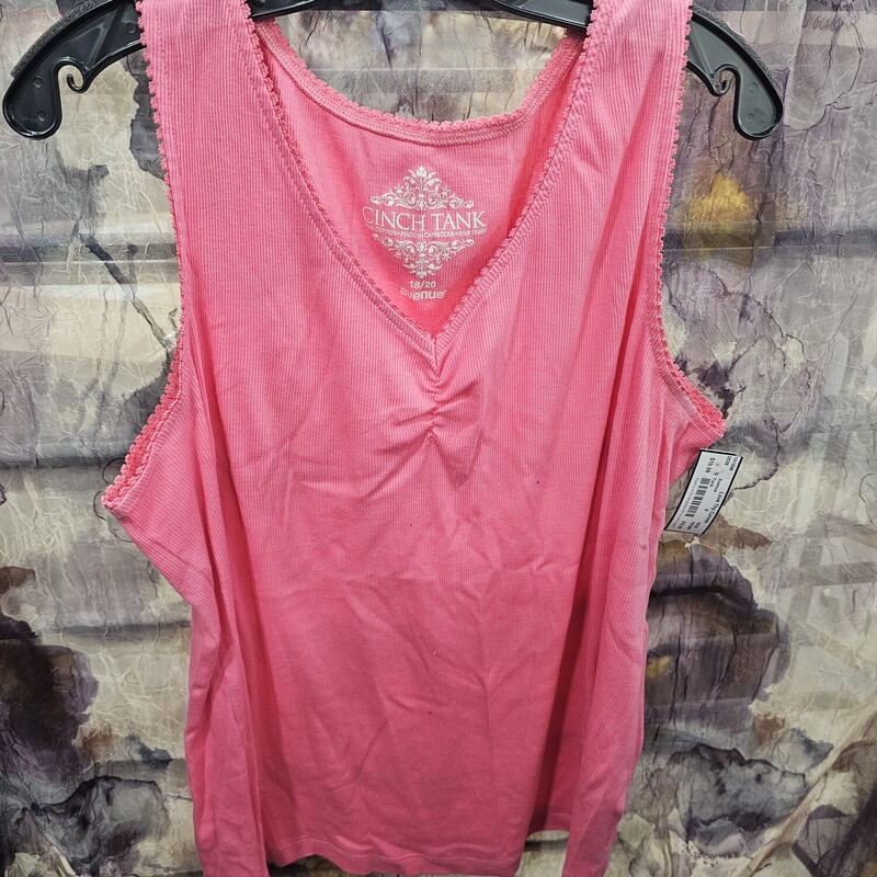 Ribbed tank top in pink.
