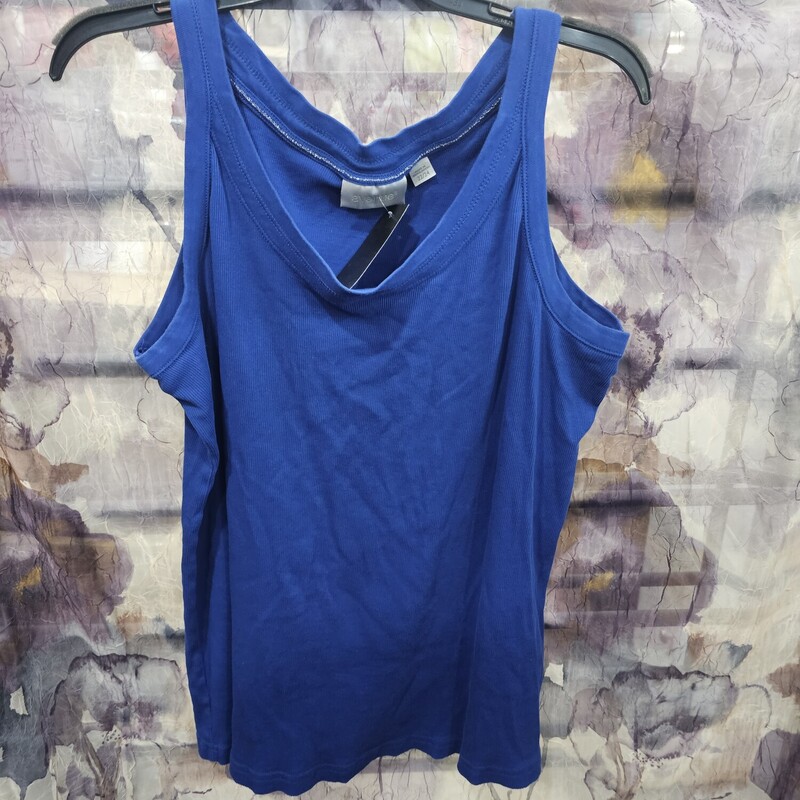 Ribbed knit tank in blue.